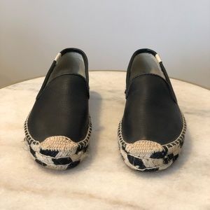Soludos Black Leather Smoking Slippers